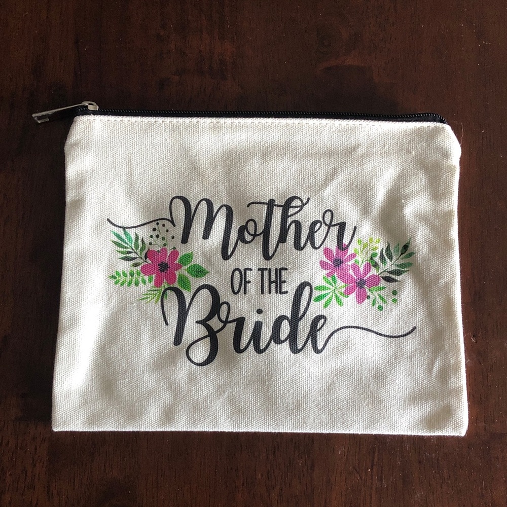 🛍️ Mother of Bride Floral Canvas Cosmetic Pouch